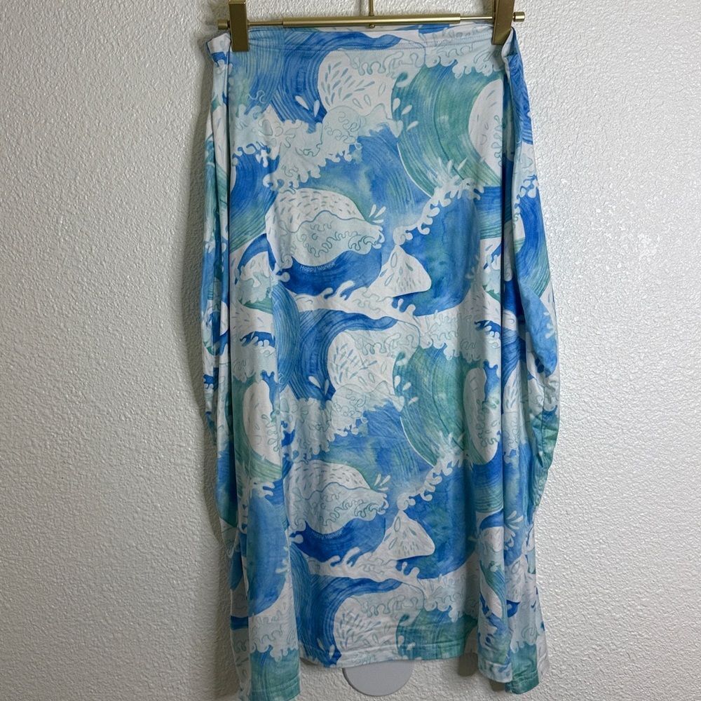 Blue and White Wave Pattern feeding cover- ultra soft